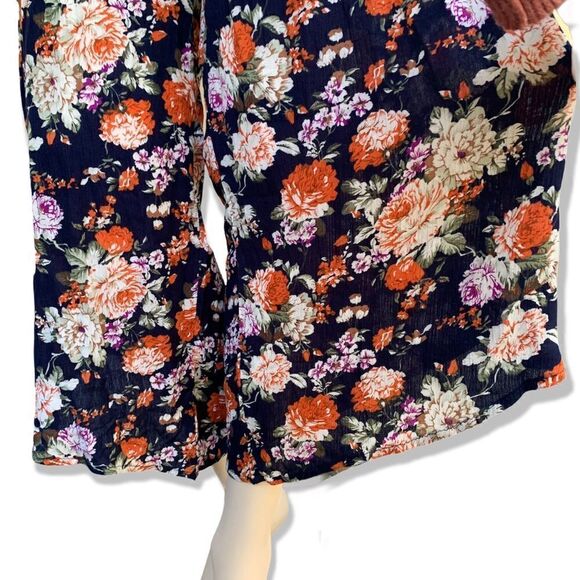 Easel Los Angeles cropped wide leg floral crepe ruffle jumpsuit M - Picture 4 of 7